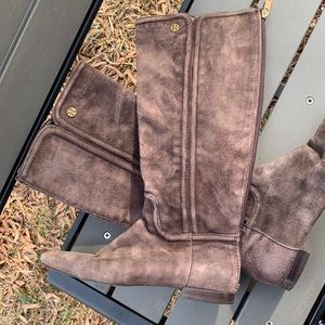 Tori Burch mid calf suede boots.